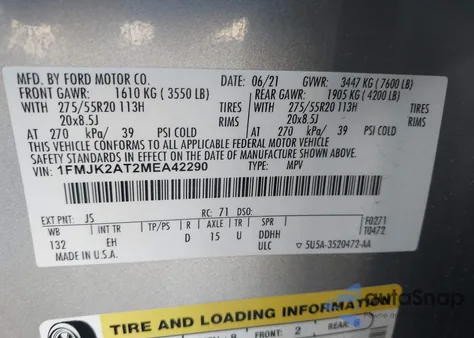 2021 Ford Expedition Limited Max from USA, damaged, VIN 1FMJK2AT2MEA42290